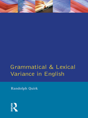 cover image of Grammatical and Lexical Variance in English